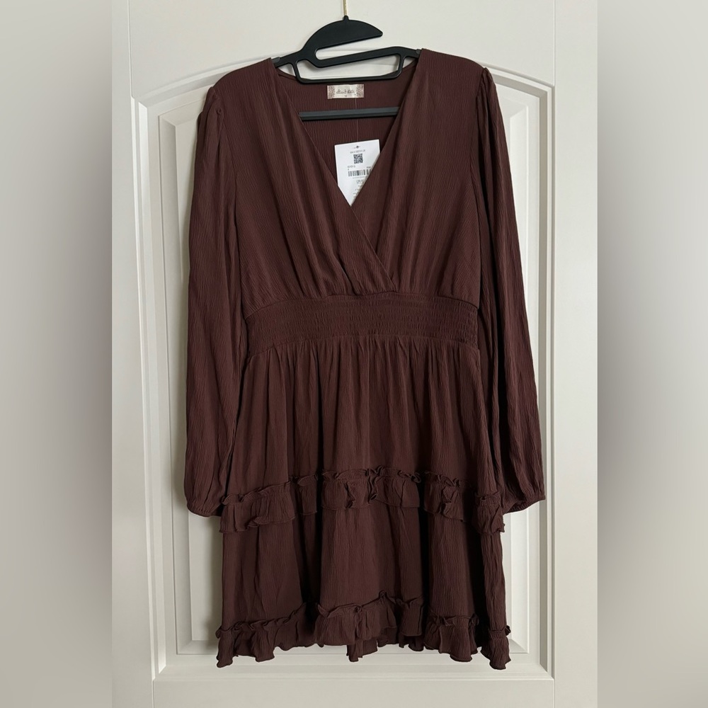 NWT Altar’d State V-neck Brown long sleeve dress